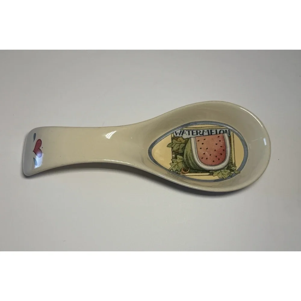 Susan Winget Watermelon Ceramic Spoon Rest Farmhouse Kitchen Decor Thailand